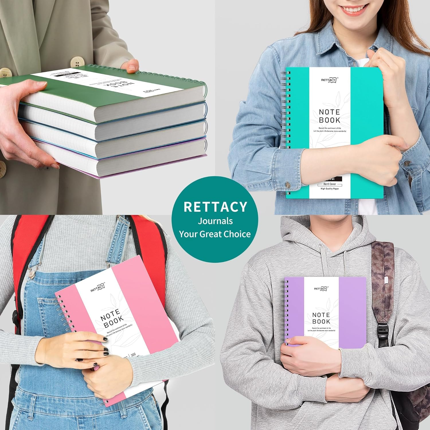 RETTACY Notebook B5 Dotted Bullet Dot Grid Journal Spiral Notebooks 150 Sheets/300 Pages for Writing 100Gsm PVC Hard Cover for Women Men Work Office School 19 X 25 Cm - Navy Blue image number 2