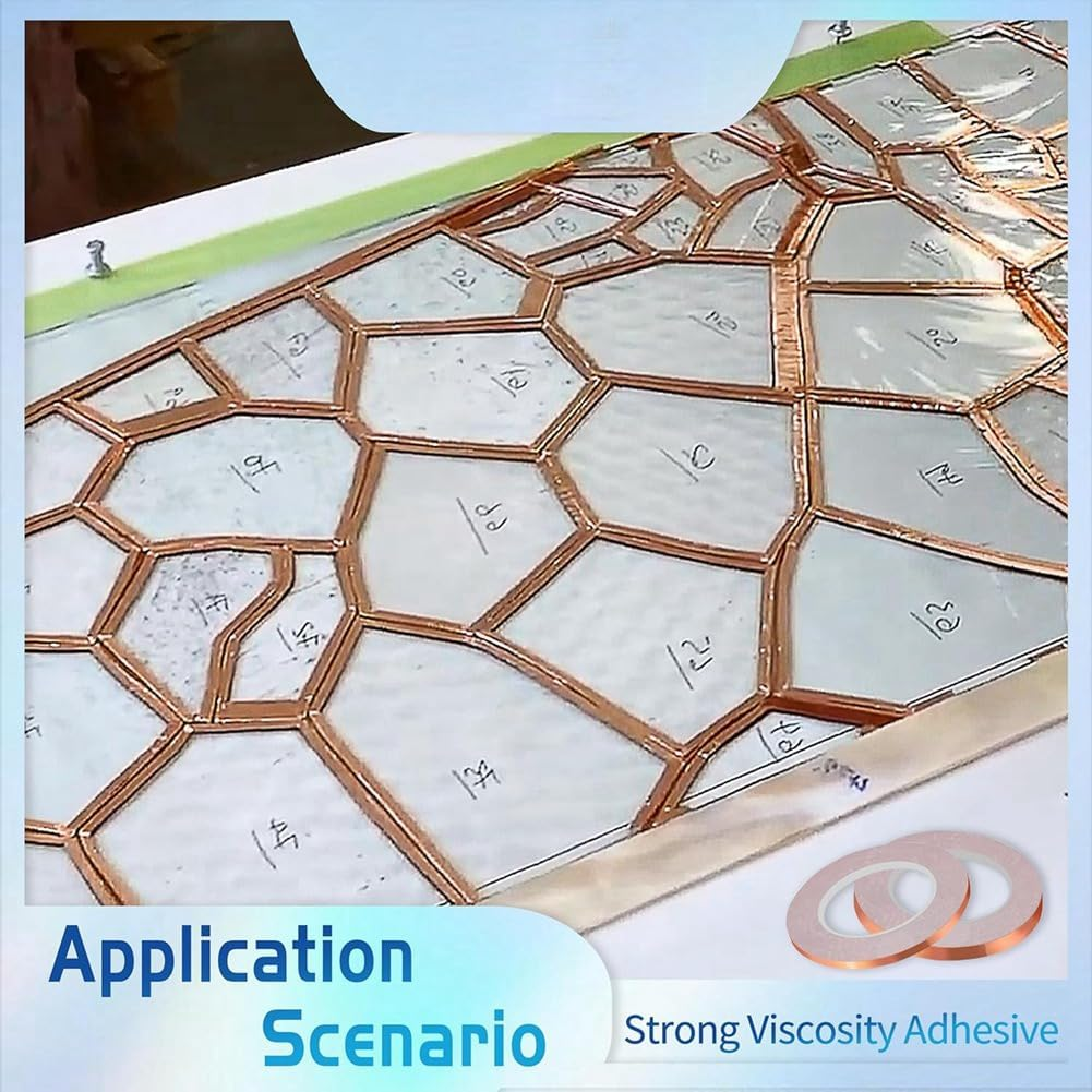 Biafiog 6Mm Backed Copper Foil Tape for Stained Glass (2Roll) Easy Install Easy to Use image number 5