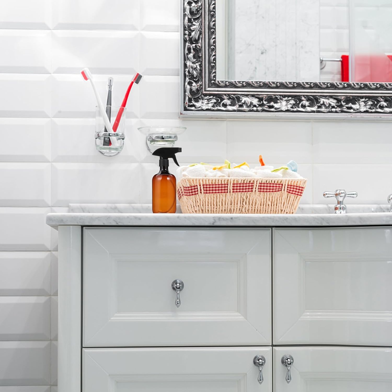 Zerodeko 4Pcs 500Ml Pet Plastic Spray Bottles Set with Adjustable Nozzle, Refillable Travel Size Mist Sprayer for Hair, Cooking, Cleaning, Brown image number 2