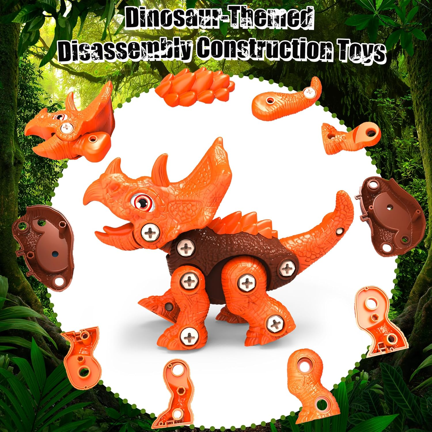 4 PCS Kids Take Apart Dinosaurs Toys, Building＆Construction STEM Educational Toy Set with 1 Electric Drill＆4 Hand Drills,Diy Engineering Play Kit Christmas Birthday Gifts for 3 4 5 6 7 8 Old Boy Girl image number 6