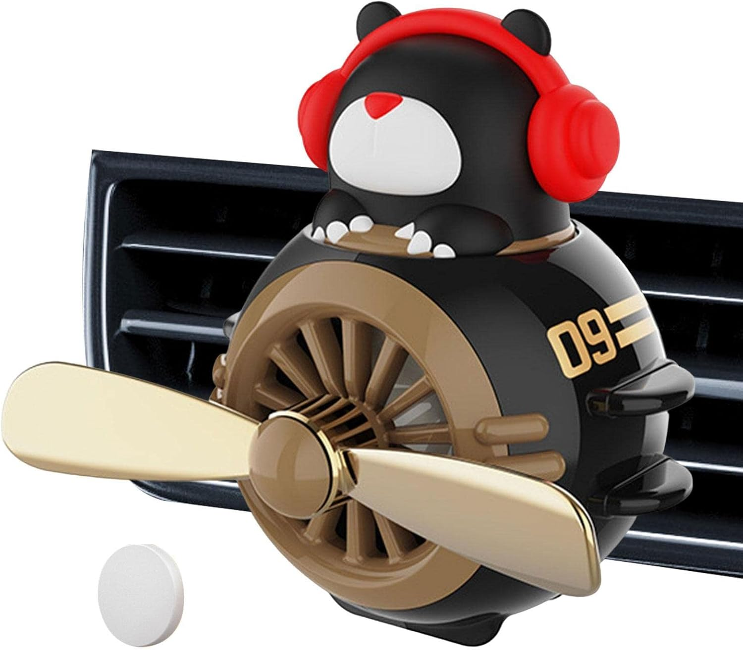 Diffuser Car Propeller,Cute Bear Pilot Car Air Freshener Propeller Fan - Rotating Propeller Automotive Air Fresheners Car Accessories Air Outlet Vent Fresheners Aromatherapy Ornament For