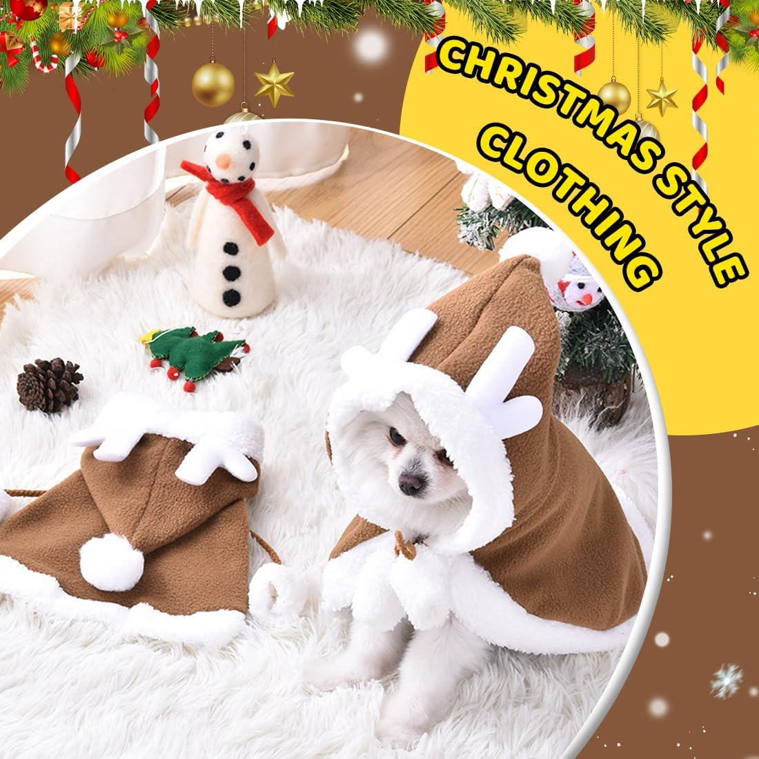 GXGM Clothes for Pets Santa Claus, Pet Christmas Costume, Cats Dogs Christmas Costume, Christmas Pet Clothes, for New Year Christmas Party Cute Cats and Dogs Costume(C) image number 1