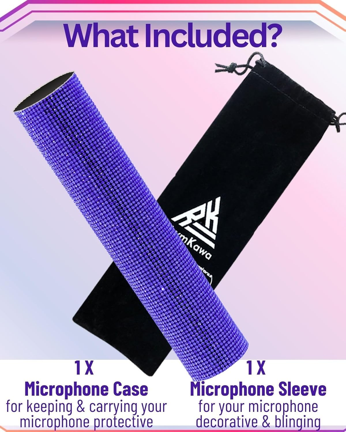 Rhinestone Microphone Sleeve for Shuer Wireless Mic SM58, Beta58A, Beta87A, SM86, PG58 Handle Cover Replacement, Royal Blue Bling on Party, Tours, TV Shows (Mic NOT Included)