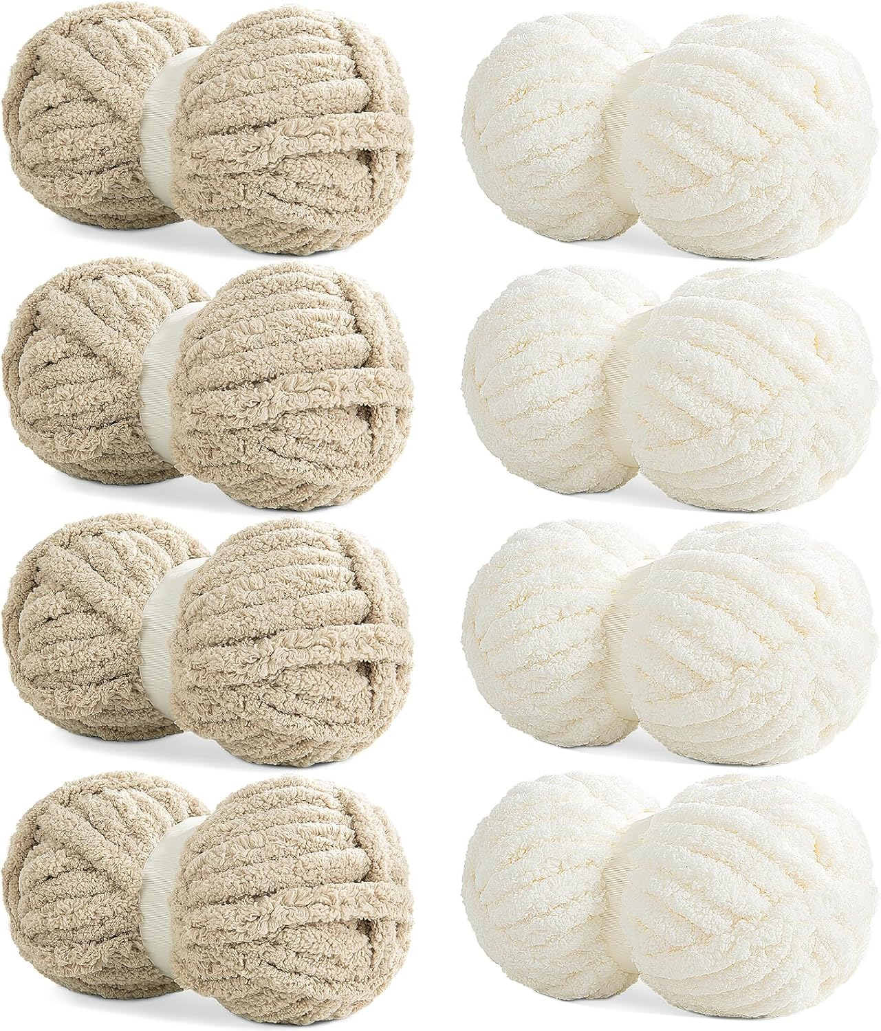 HOMBYS Sage Green Chunky Chenille Yarn for Hand Knitting,Fluffy Soft Jumbo Yarn Crocheting,Super Bulky Big Yarn for Chunky Blanket,Large Thick Arm Knitting Yarn,8 Pack Plush Yarn