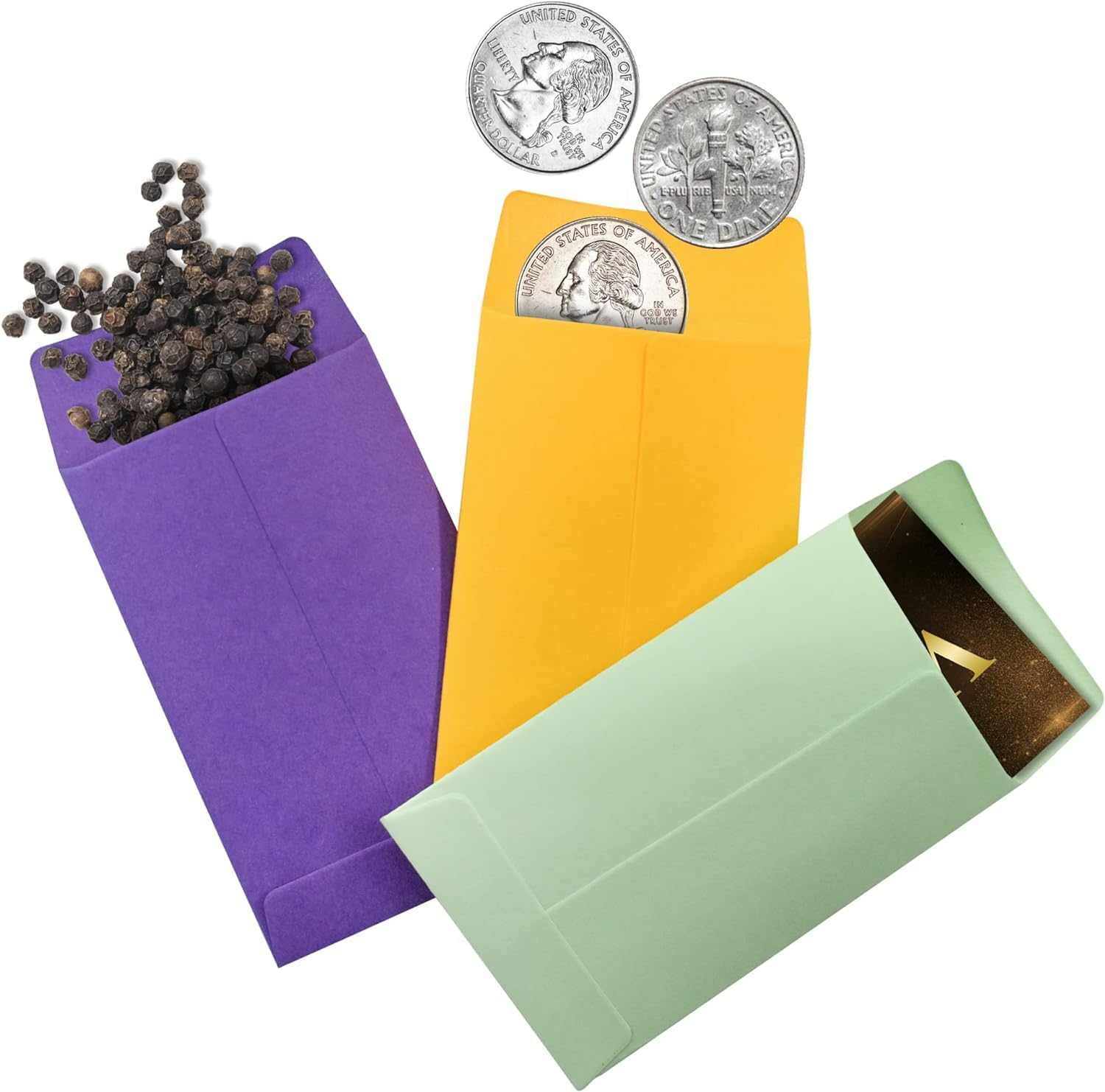 100Pcs Small Colored Envelopes - Mini Money Coin and Seed Packets with Self Adhesive Closure image number 2