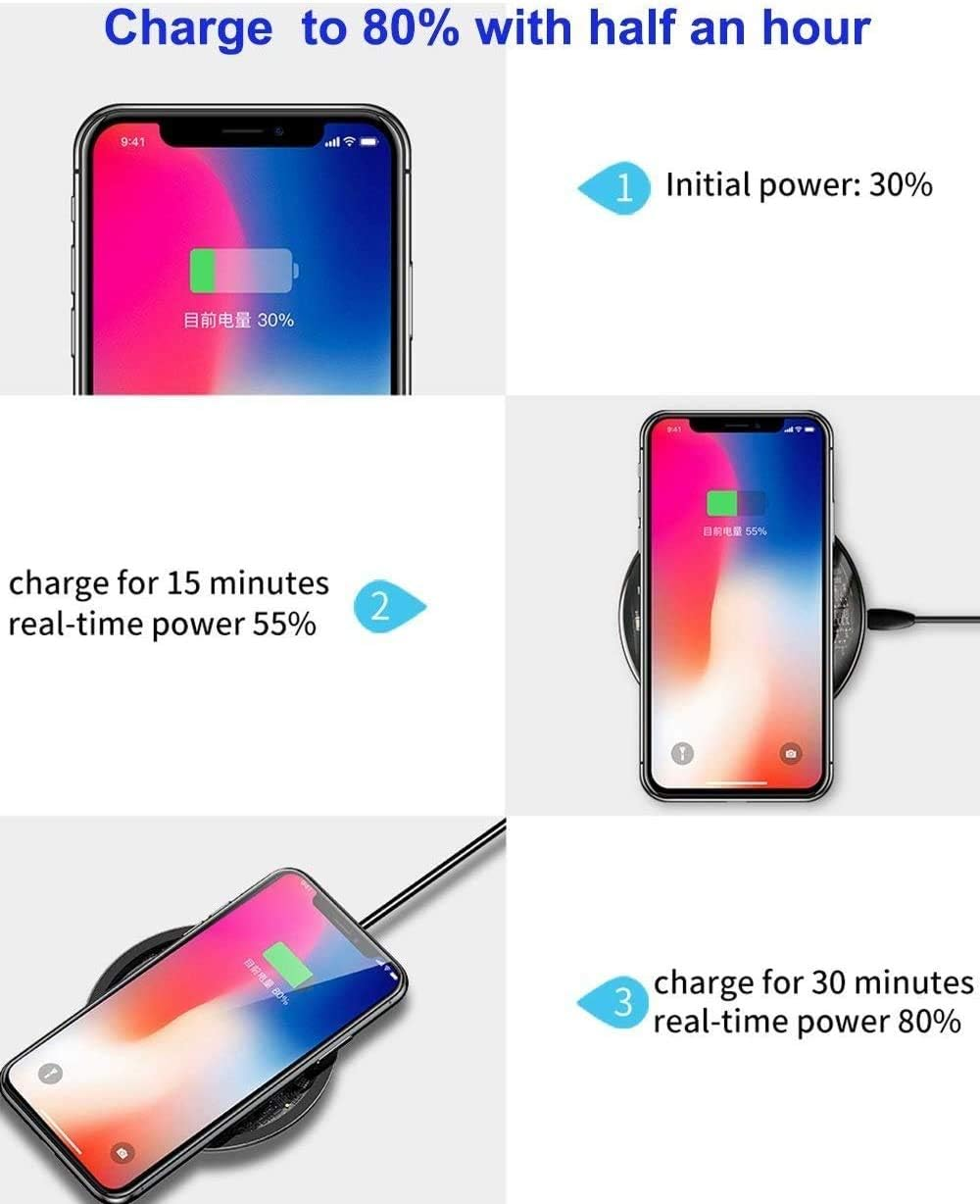 EZONEDEAL 10W Wireless Charger, Fast Wireless Charging Pad Mat Compatible with Iphone 14 15 13 12 11(Pro,Pro Max,Mini,Plus)/Xr/Xs/X/8/Se, Samsung Galaxy S23/S22/S21/S20/S10, Air Pods Pro/Galaxy Buds