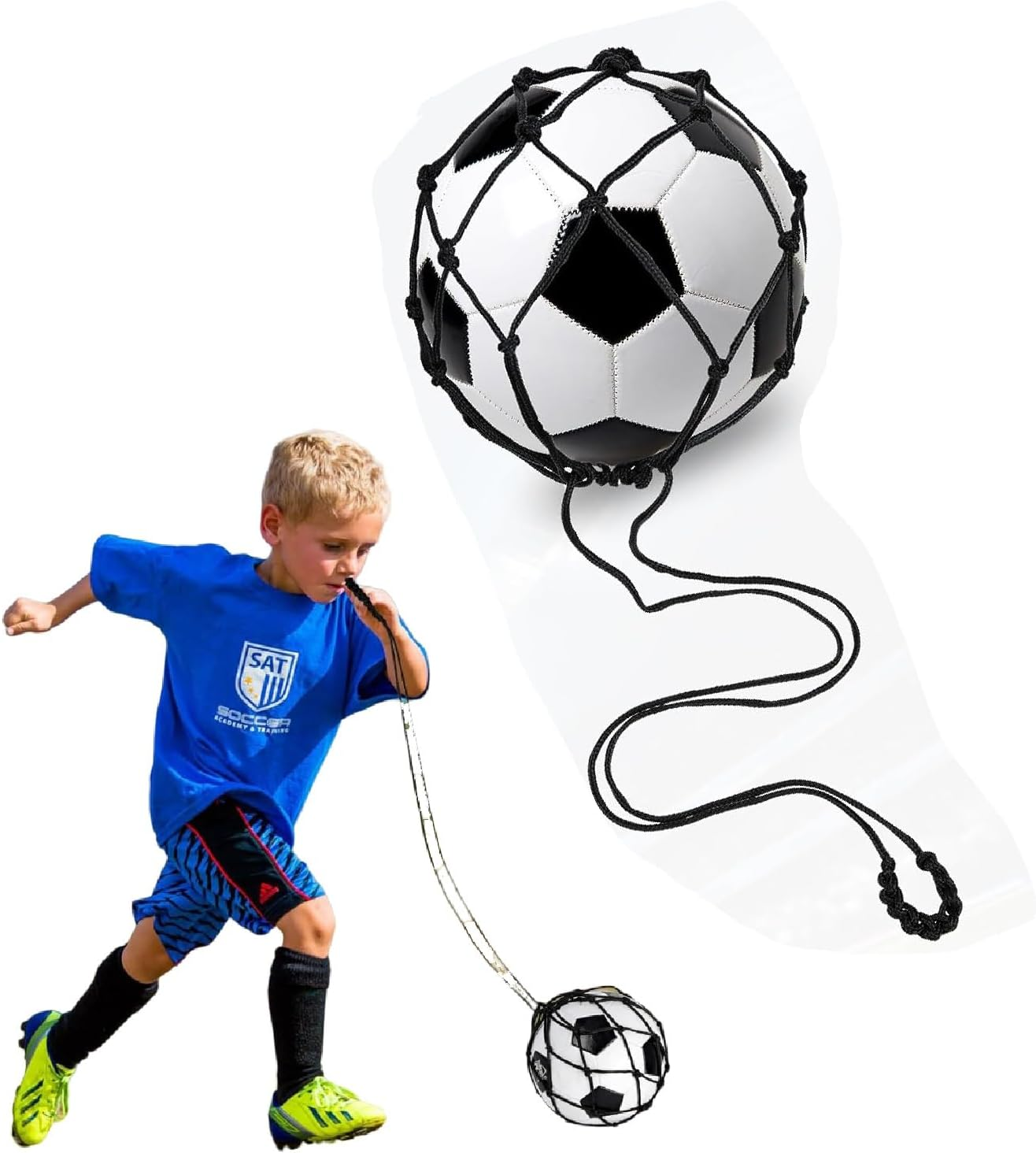 Wzenclave Ball Net Bag Soccer Training Equipment Adjustable Mesh Soccer Ball Bag Drawstring Closure Football Volleyball Storage Ball Carrier Multifunctional Sports Ball Holder for Outdoor Sports