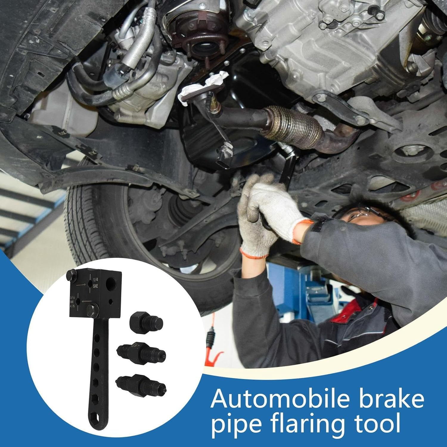 Ocastuted Brake Flaring Tool, Professional Brake Flare Tool Kit, Manual Tubing Set for Copper Pipe Vehicle Automotive Men Car image number 4