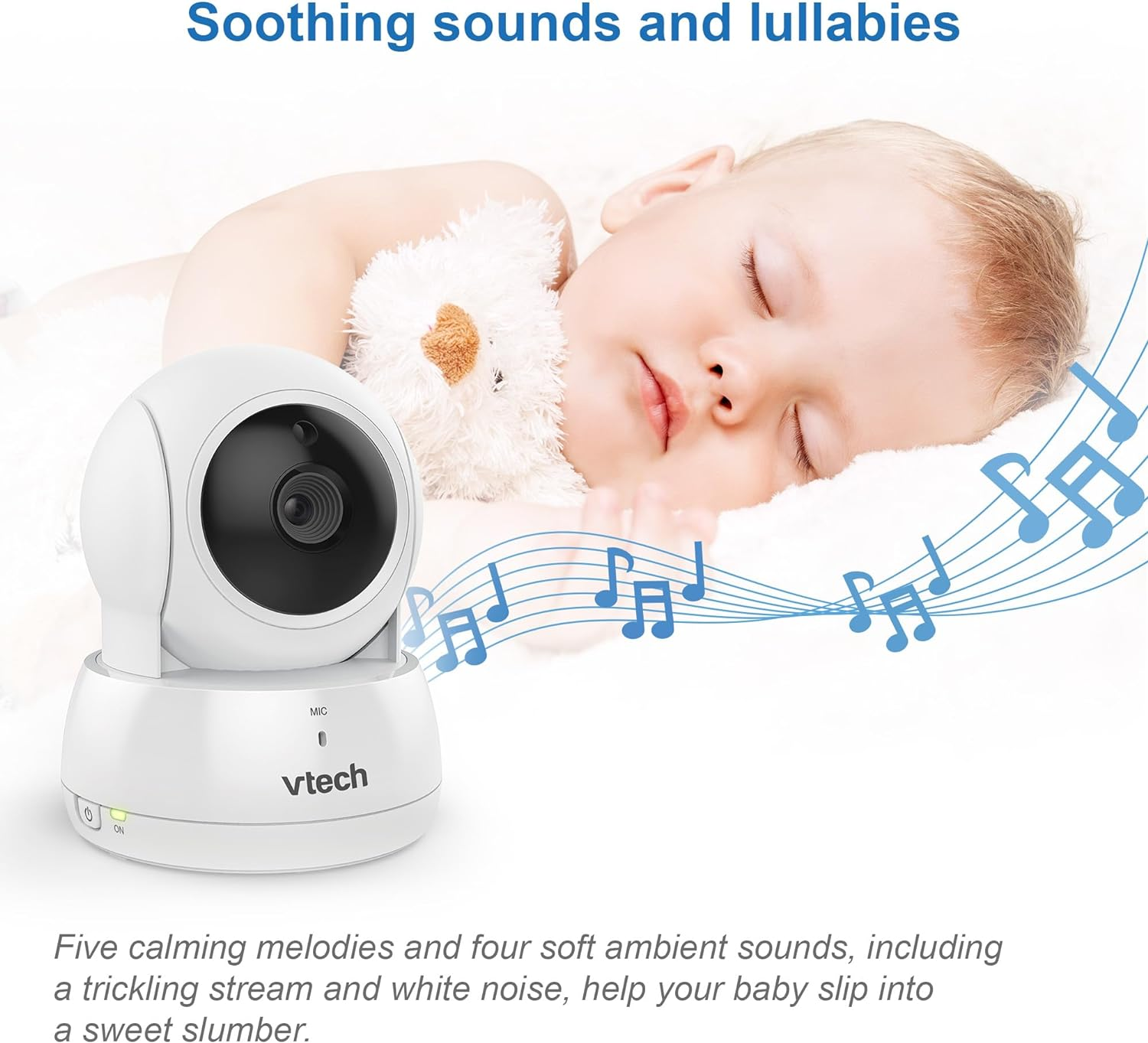 Vtech BM5550AU 5" 2-Camera Full Colour Pan & Tilt Video Baby Monitor with 2-Way Talk, Soothing Sounds, Room Temperature Monitor, up to 17 Hours Battery Life image number 6