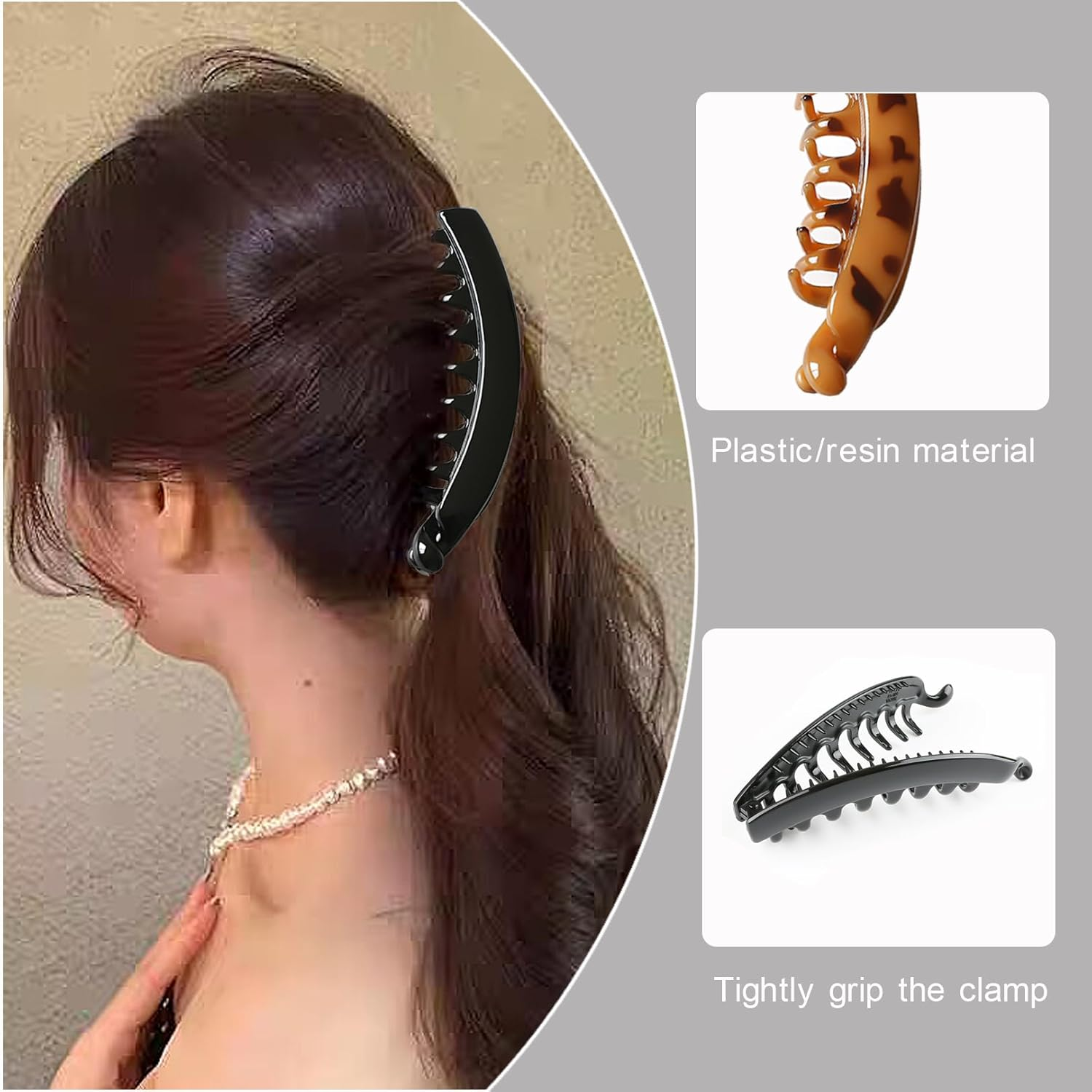 Pack of 6 Banana Clip Hair, Banana Clip Thin Hair, Banana Hair Clips Women'S Large, Hair Banana Clip, Beauty French Banana Clip Hair Clips, Hair Clips Women'S French Vintage, Ponytail Holder Clip image number 1