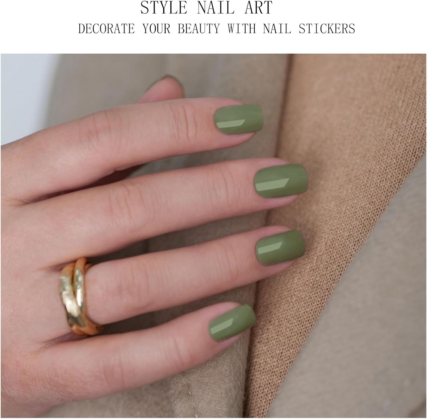 JMEOWIO Gel Nail Stickers Grey Green Cream Stickers Nail Gel Nail Art Stickers Decoration image number 3