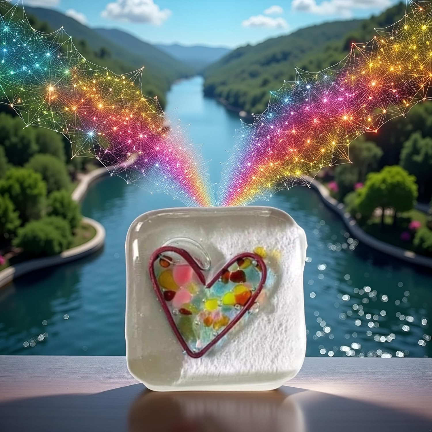 Fused Glass Heart Pocket Hug Token, Resin Glass Heart Pocket Token,Handmade Pocket Token Fused Heart Keepsake Gift for Friends Couple Family,Fused Glaze Heart Pocket Token,Luggage and Travel Gear image number 2