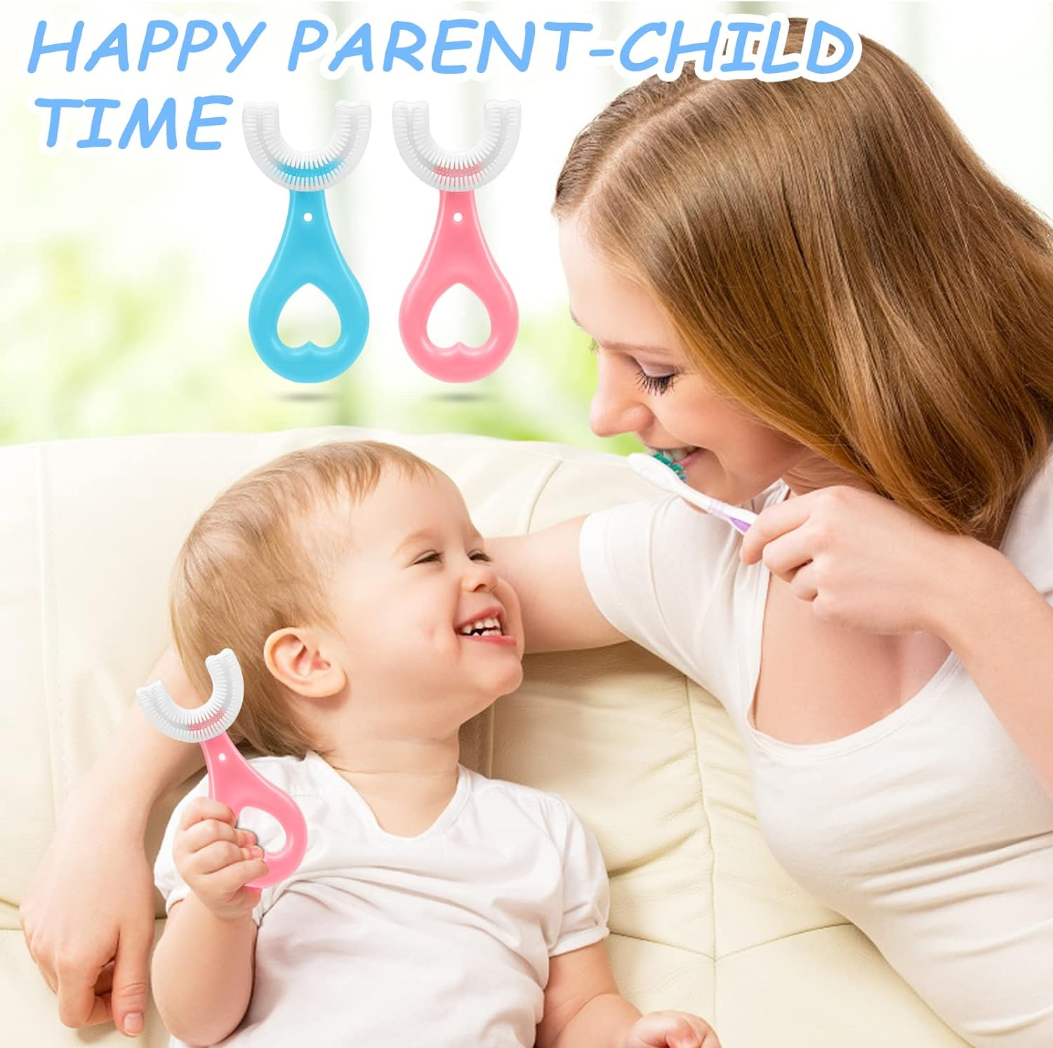 4 Pack U Shaped Toothbrush Kids, Soft Silicone Brush Head Whole Mouth with Handle 360 &deg; Oral Teeth Cleaning Design for Toddler Toothbrushes Age 2-6 image number 3