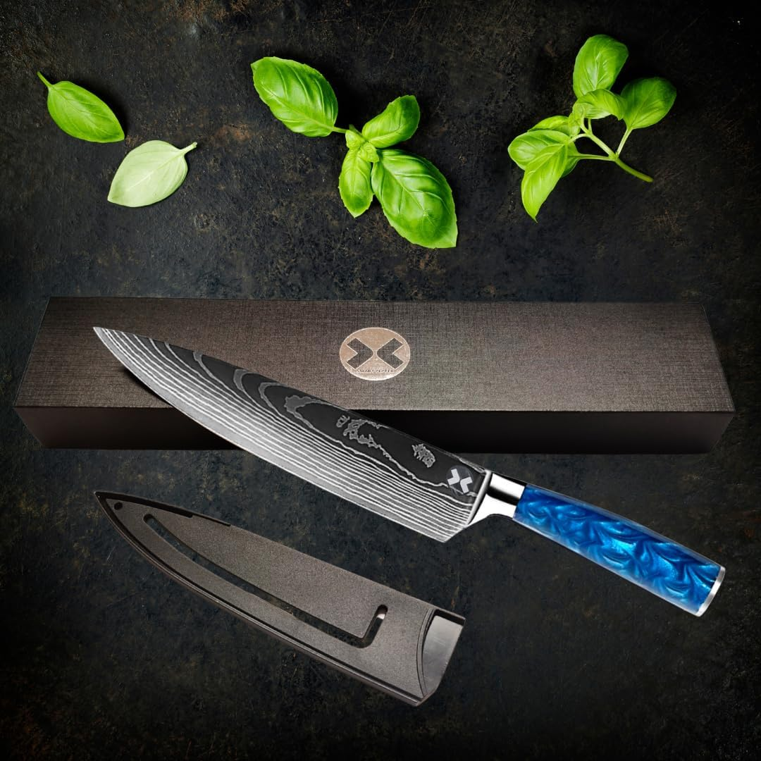 SMART PEPPER Chef Knife Kitchen Knife 8 Inch Chef'S Knife High Carbon Stainless Steel Knife with Risan Handle, Ultra Sharp, Best Choice for Home Kitchen & Restaurant image number 1