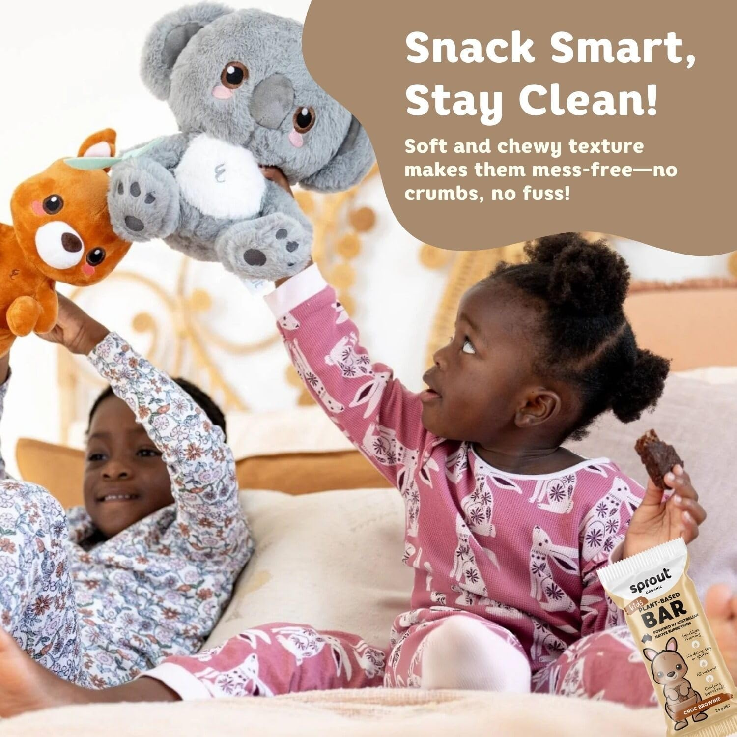 Sprout Organic Kid'S Snack Bar, Plant-Based Baby Food for 12 Months and Above, Baby Foods Enriched with DHA, Lactose-Free, Soy-Free, Australian Made, Pack of 4 (Pack of 4, Choc Brownie)