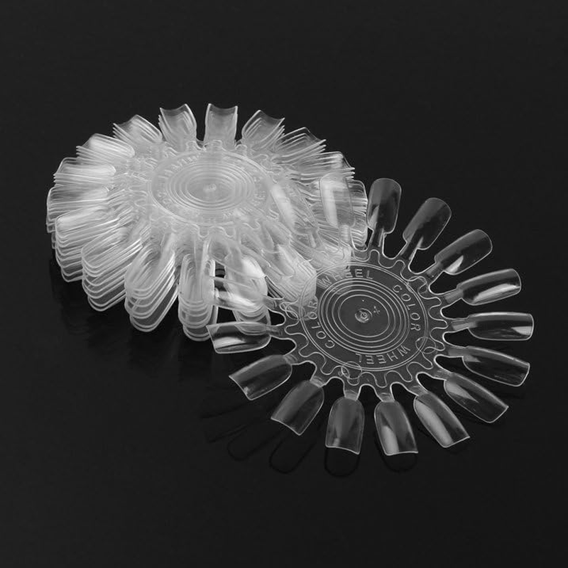 180Pcs Transparent Clear Nail in 1 Swatch Wheel, Nail Art Polish Practice Display Tips Nail Sample Sticks, Nail Practice Color Display Polish Board for Home DIY Manicure Nail Swatches image number 3