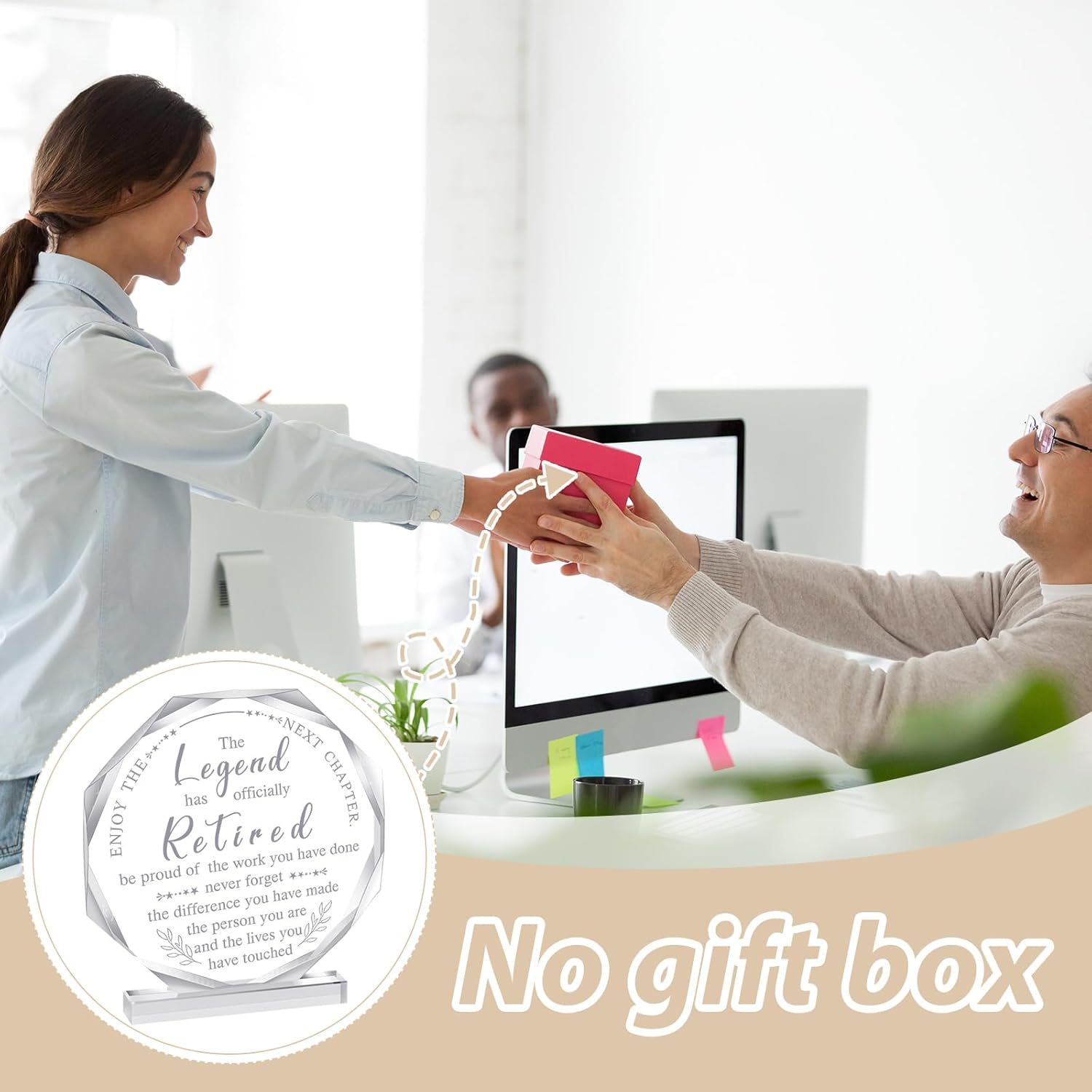 Chunful Classic Style Retirement Plaque: Acrylic, 12 Cm X 12 Cm, Decorative Paperweight & Home Decor image number 6