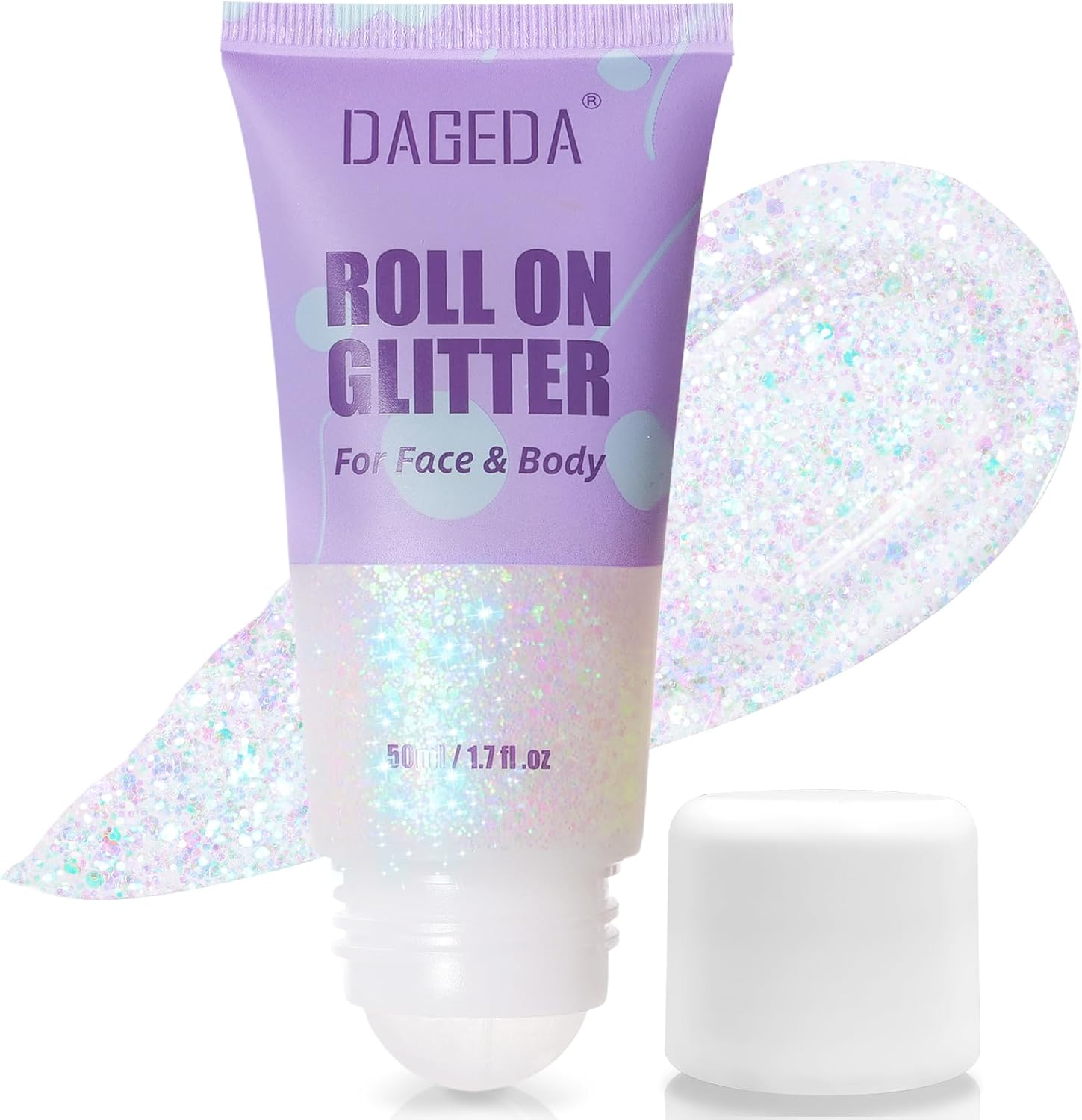 DAGEDA 50Ml Roll-On Body Glitter,Holographic Eye Face Hair Glitter Gel for Festival Outfit Mermaid Accessories,Chameleon Color Body Shimmer Makeup Rave Outfits Accessories for Women (Dazzle)