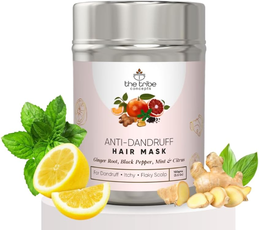 The Tribe Concept anti Dandruff Hair Mask, Effectively Reduces and Gets Rid of Dandruff, Scalp Scrub, Detox and Exfoliation, 100% Chemical Free & Natural - 100 Gm (Tin Packing)