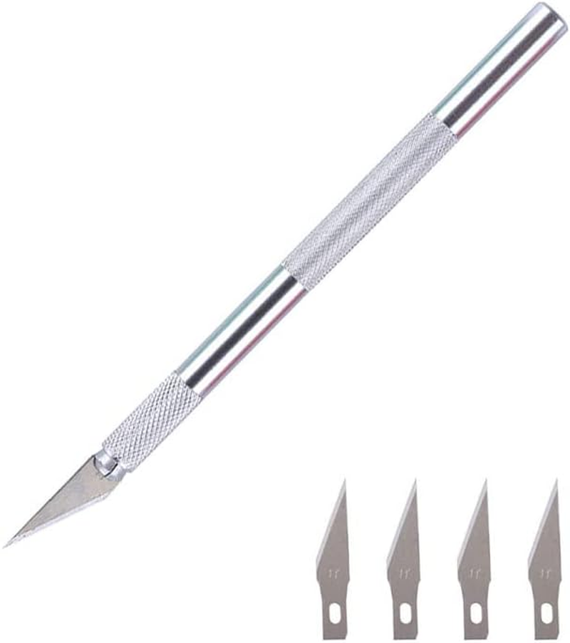 AIMALL Precision Craft Art Knife Set: Model Hobby Cutting Tool with Exacto Style Razor Blades, Includes 1 Knife & 5 Replaceable Blades for Detailed Projects image number 2