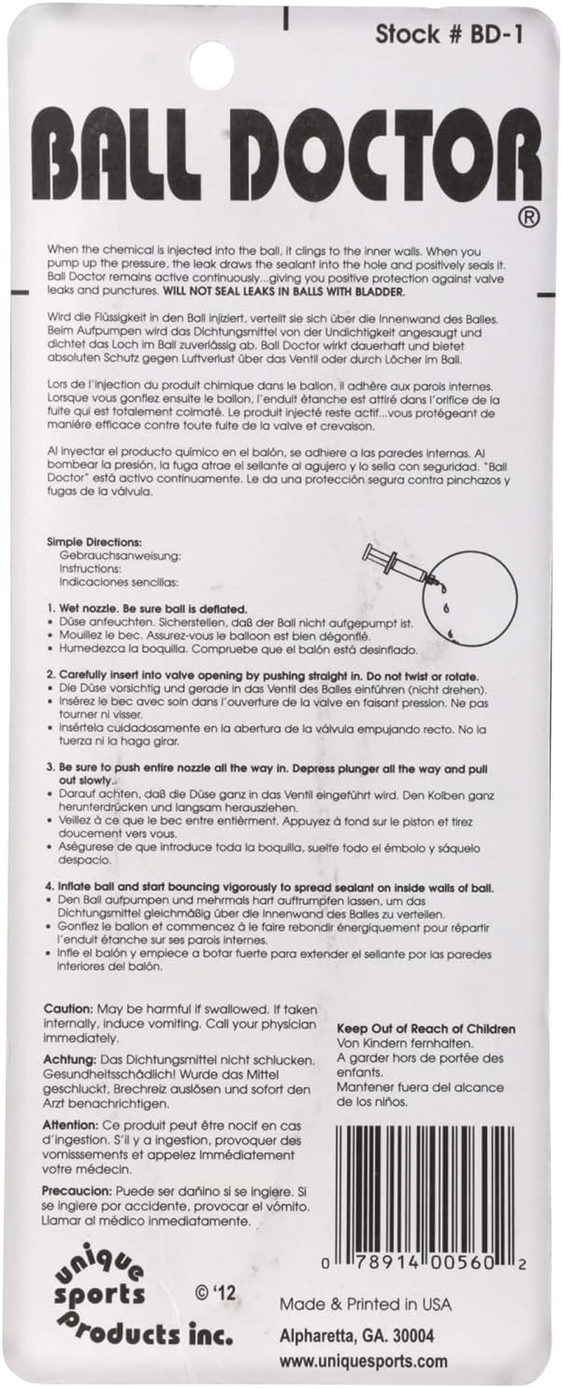 Unique Sports Ball Doctor Leak and Flat Fix-Repair Kit image number 1