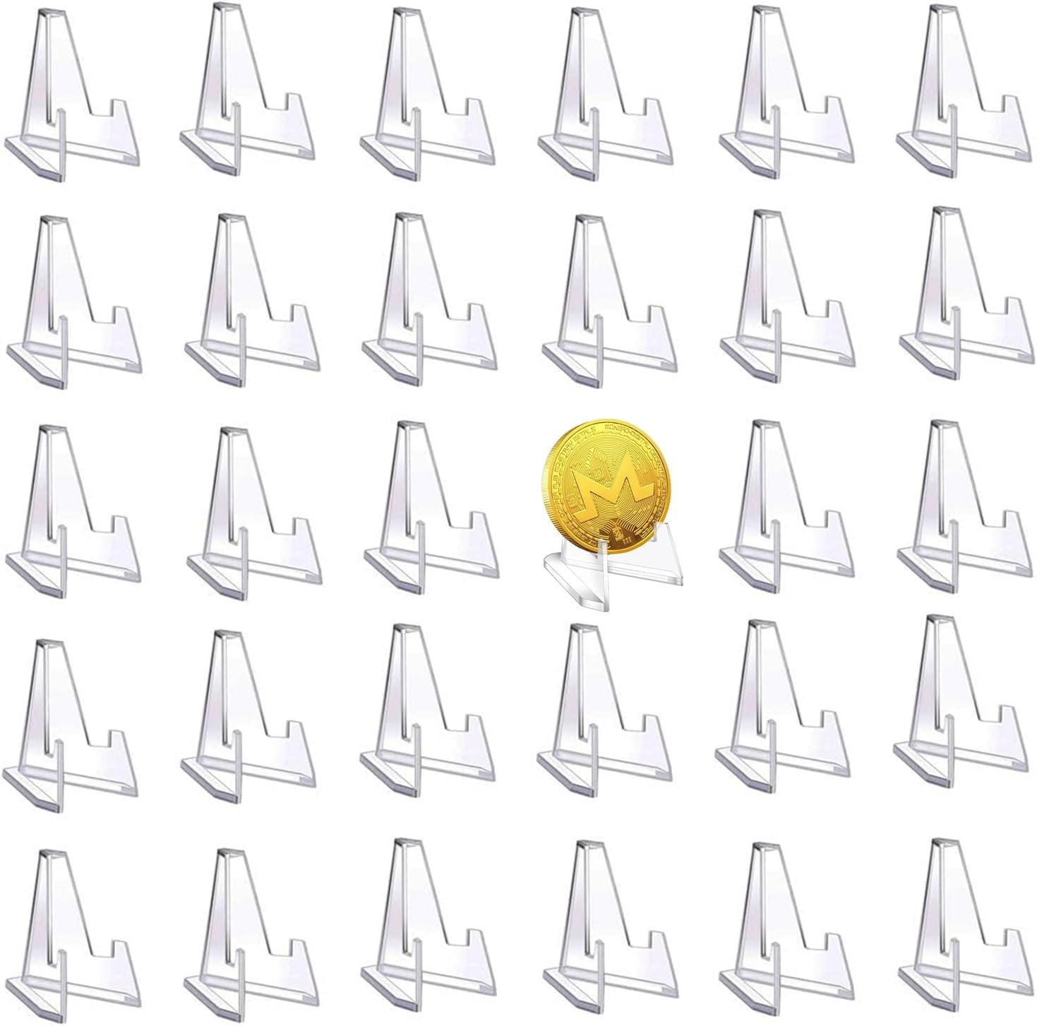 SAHENITEANA 30 Packs Acrylic Easel Stands Clear Mini Coin Display Easel Holder Displaying, Clear Multifunctional Display Holder, for Display Coin Display Easel image number 5