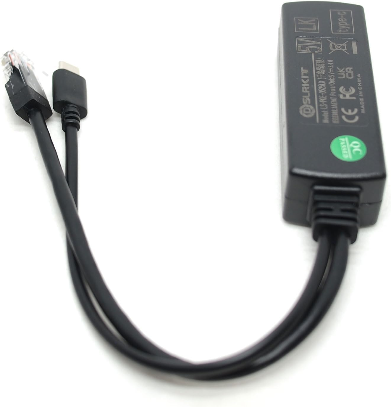 Gigabit USB Type C Active Poe Splitter 48V to 5V Ieee802.3Af Power over Ethernet for Raspberry Pi 4 4B