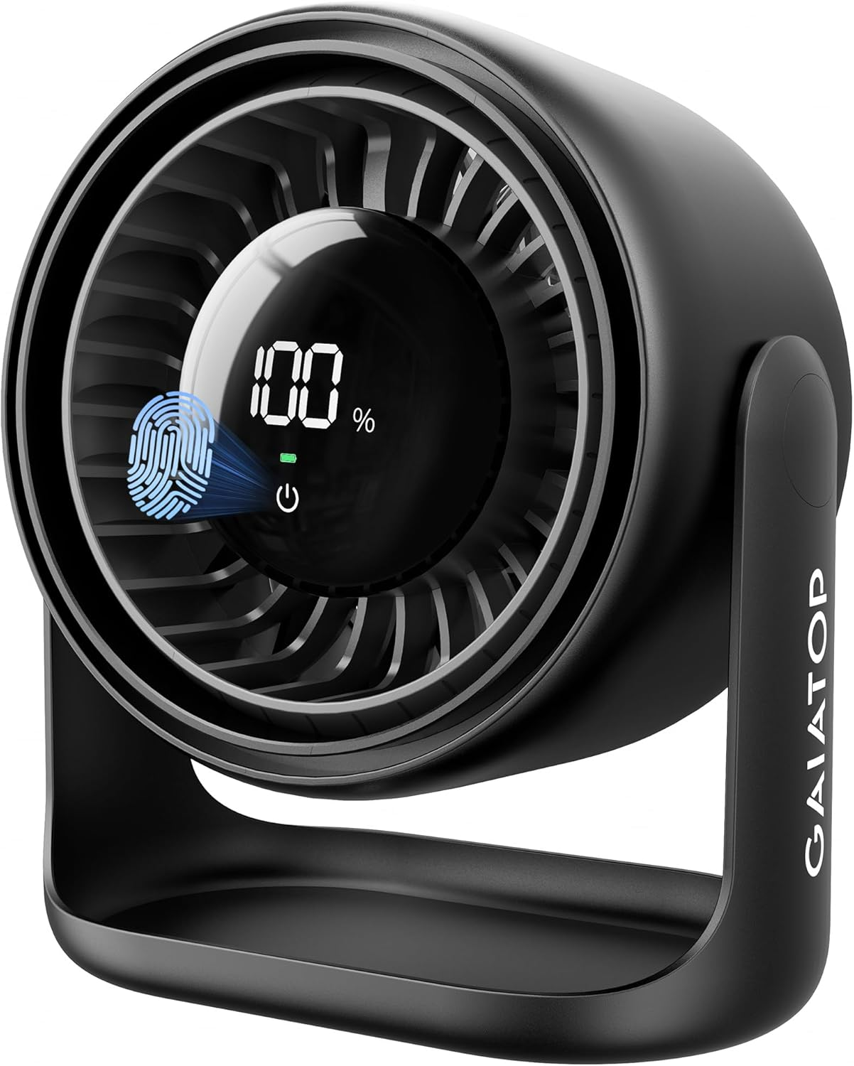 Gaiatop Desk Fan with Touch Control, 4000Mah Battery, 5 Speeds Ultra Quiet Bedroom Fan with LED Display, 90&deg; Tilt, 7.7 Inch USB-C Rechargeable Desktop Fan for Dorm Office Room Home Office, Black image number 1