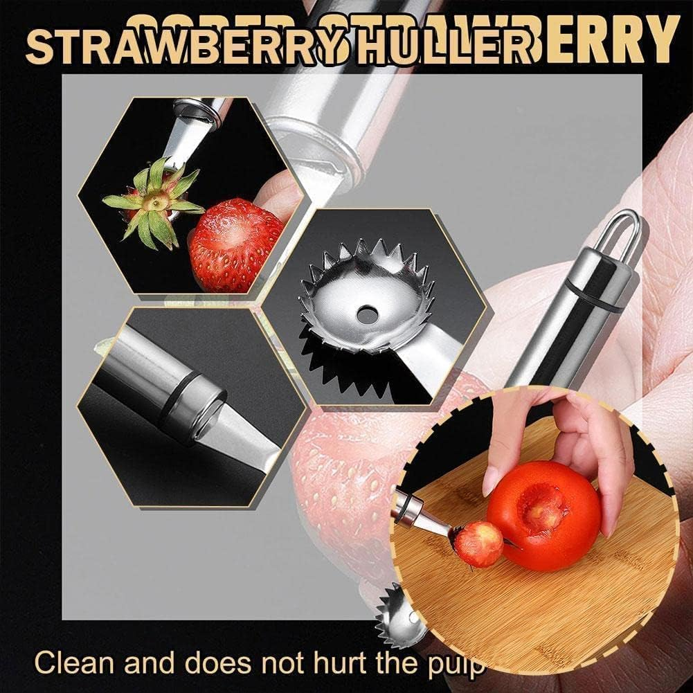 Stainless Steel Strawberry Huller and Tomato Stem Corer Tool Multi-Function Corer and Pitter Remover for Strawberry Gadgets Kitchen Tool Blade Craft Fruit Tools Fruit Vegetable Tools image number 3