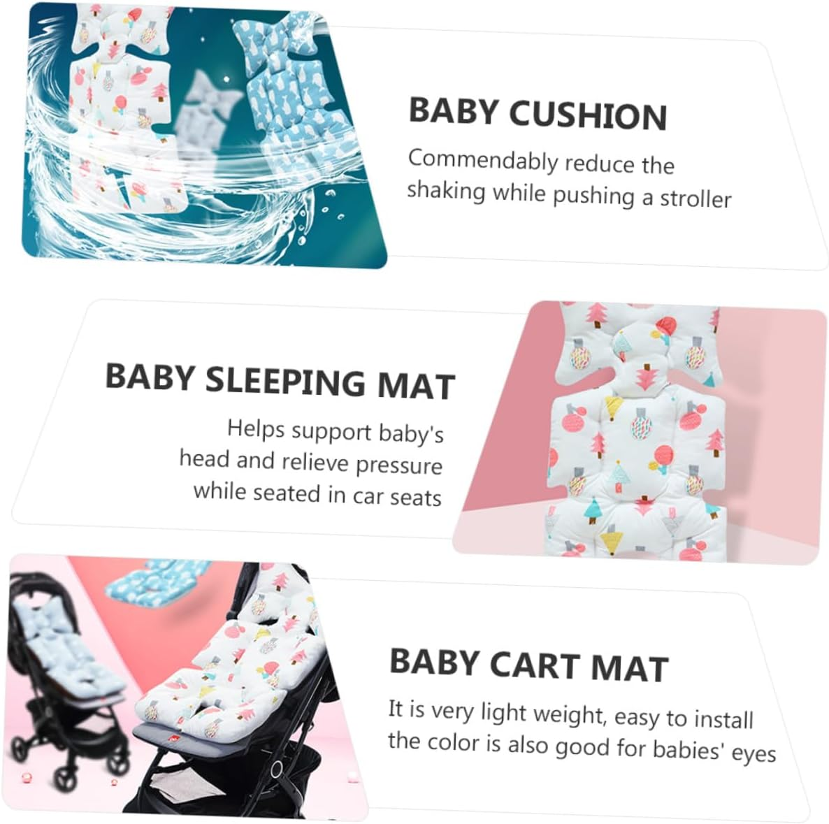 Breathable Stroller Cushion Pad Soft Cartoon Protector for Pushchair High Chair Seat Shock-Absorbing Padded Liner for Comfort and Safety Multifunctional Pram Cushion with Gentle