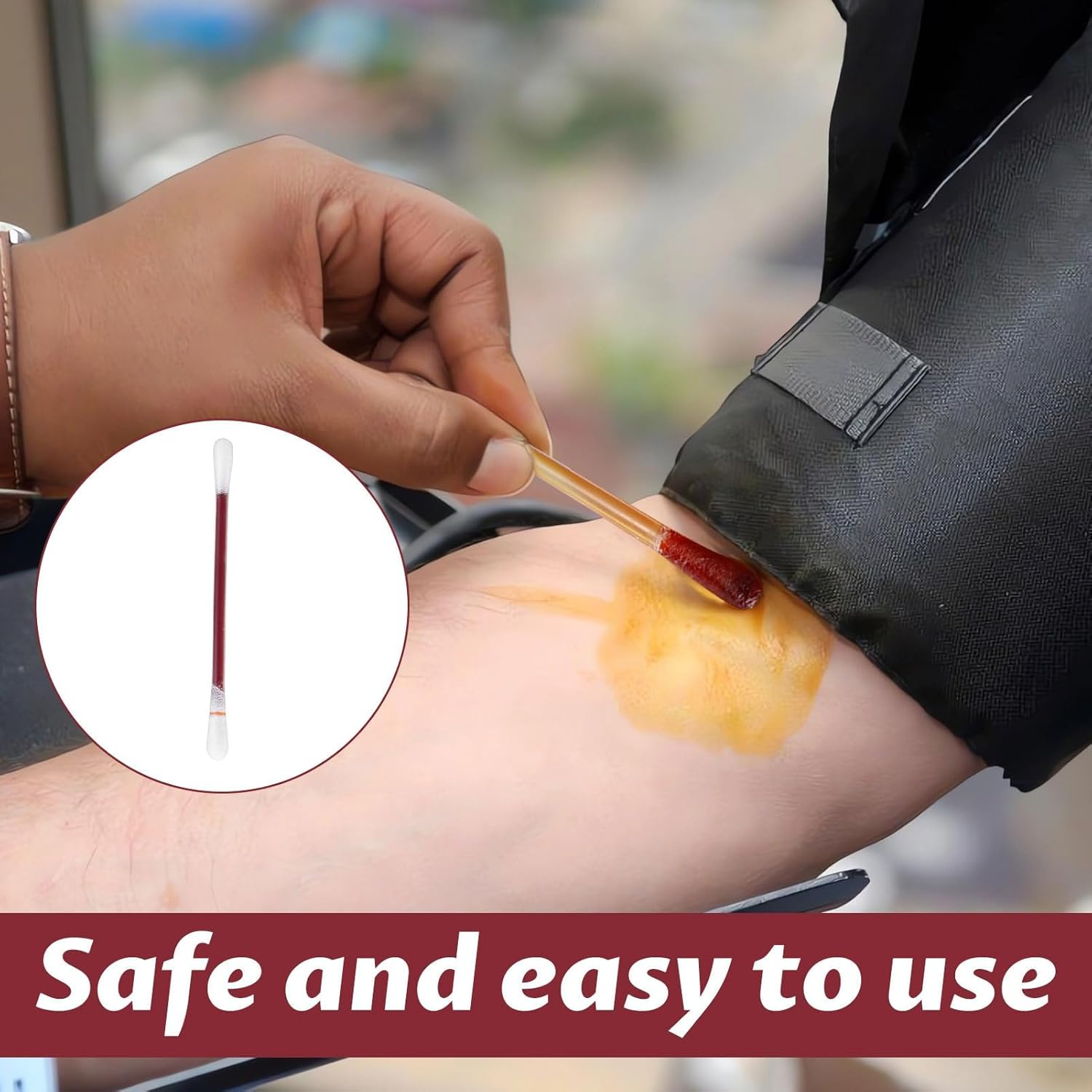 Cotton Lodine Swabs, 100Pcs Disposable Lodine Swab, Cotton Swabs, Lodophor Skin Disinfection Swab, Individually Wrapped for Nose Care, Ears Bruise, Disinfection Wound, Wound Care, Outdoor Supplies image number 2