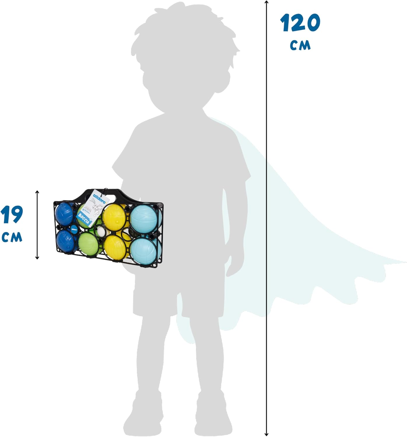 Alldoro 60044 Boccia Children'S Play Set 9 Pieces - Plastic - 8 Balls in 4 Colours + Target Ball and Case - for Outdoor Use