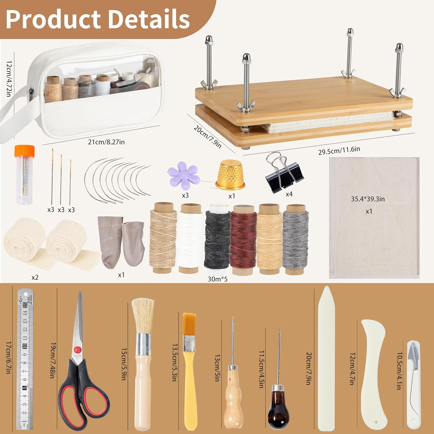 Pamctry 50 Pcs Book Binding Kits for Beginners - Complete DIY Kit with Tools & Instructions, 11.6 X 7.8 Inches image number 3