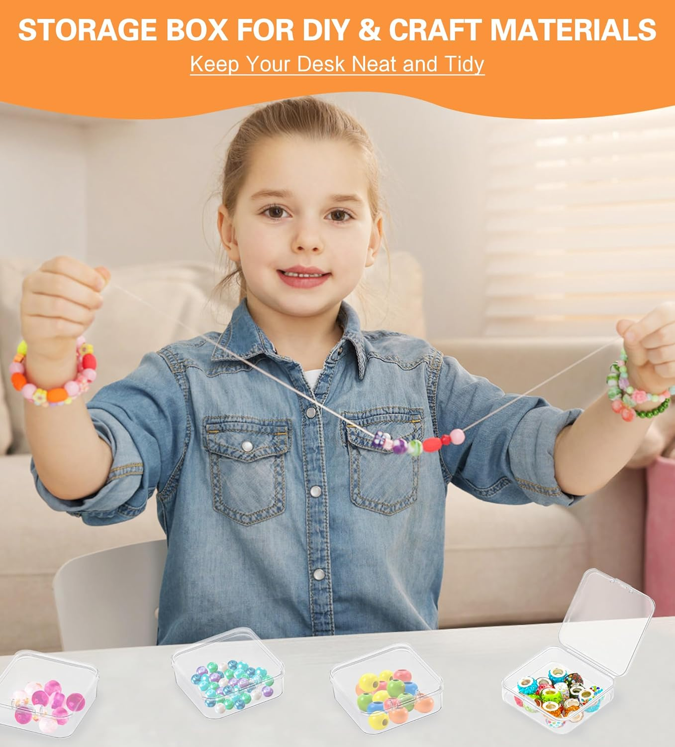 YBVABE 24Pack Plastic Beads Storage Containers Compact 4.5X4.5X2Cm - Versatile Organizer for Jewelry, Hardware, Beads, Earplugs - Durable, Hinged Lid, Transparent Design image number 1