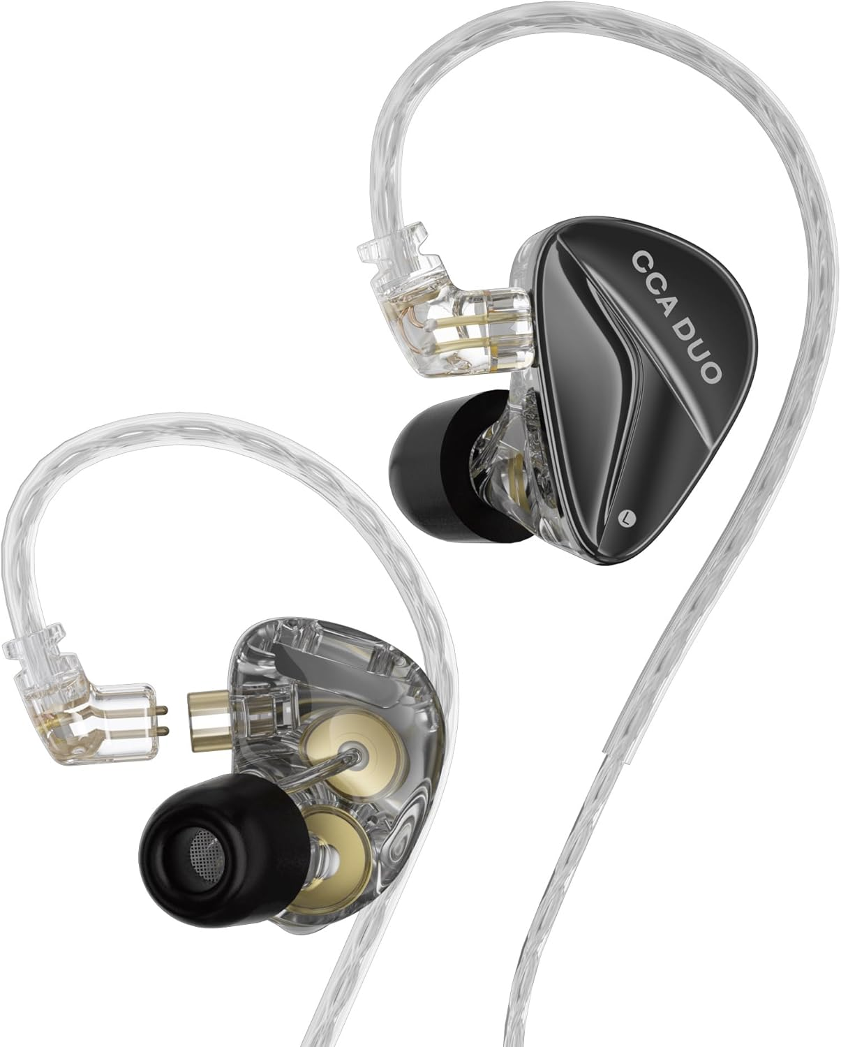 CCA - Duo Hifi in Ear Monitors High Performance Dual Dynamic IEM in Earphones 3D Printed Cavity & Luxury Metal Shell 0.75 Mm 2 Pin with Silver-Plated Detachable Cable (Without Microphone) image number 4
