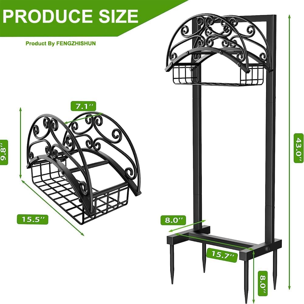 Freestanding Garden Hose Holder Water Pipe Rack - Upgraded Water Heavy Duty Hose Holder Holds Durable Outdoor Water Hose Reel for Lawn/Yard Storage, Black image number 1