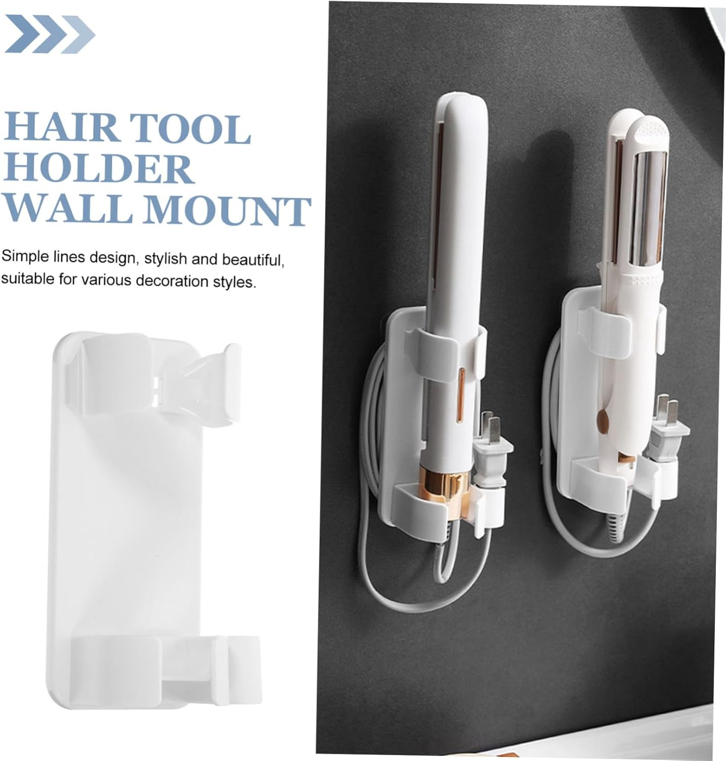 HAMPPLIES Wall Mounted Hair Dryer Holder Space Saving Organizer for Curling Irons Straighteners Beauty Tools Durable Hair Tool Holder for Bathroom Vanity Storage image number 3