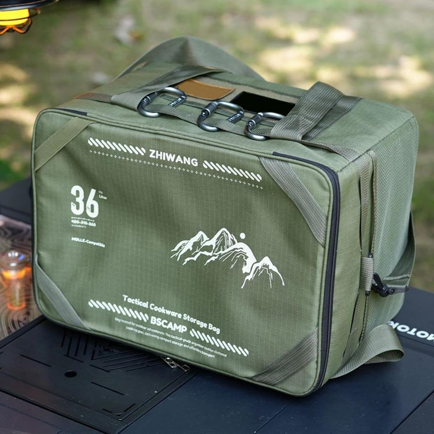 Camping Bags, Cooking Utensil Organizer Backpacking, 36L Large Capacity Hiking Gear Storage Pouch, Portable Camp Tabletop Bag, Outdoor Lovers Equipment for Travel, Beach, Picni, Green, Refer To image number 5