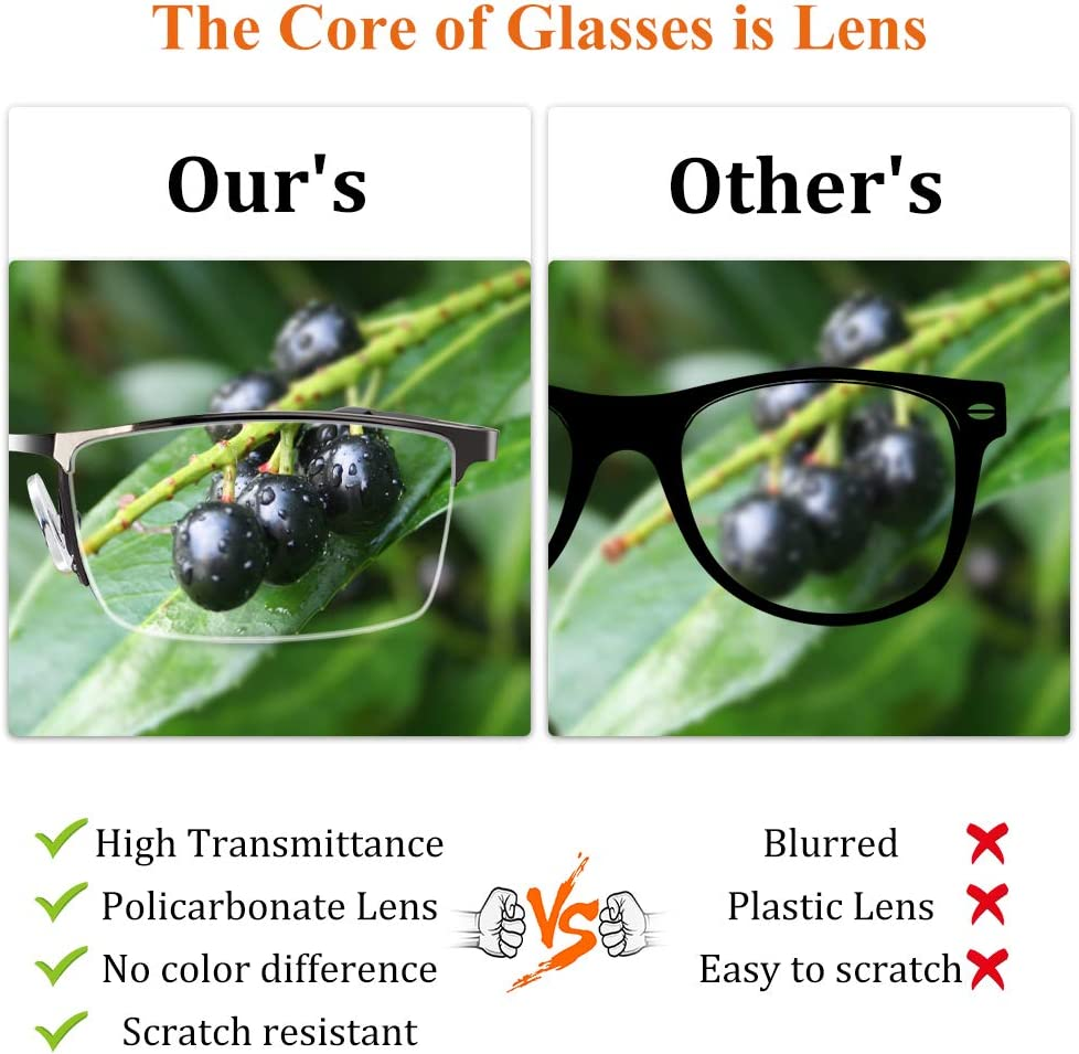 3 Pack Reading Glasses for Men, Metal Frame Blue Light Blocking Reading Glasses image number 5