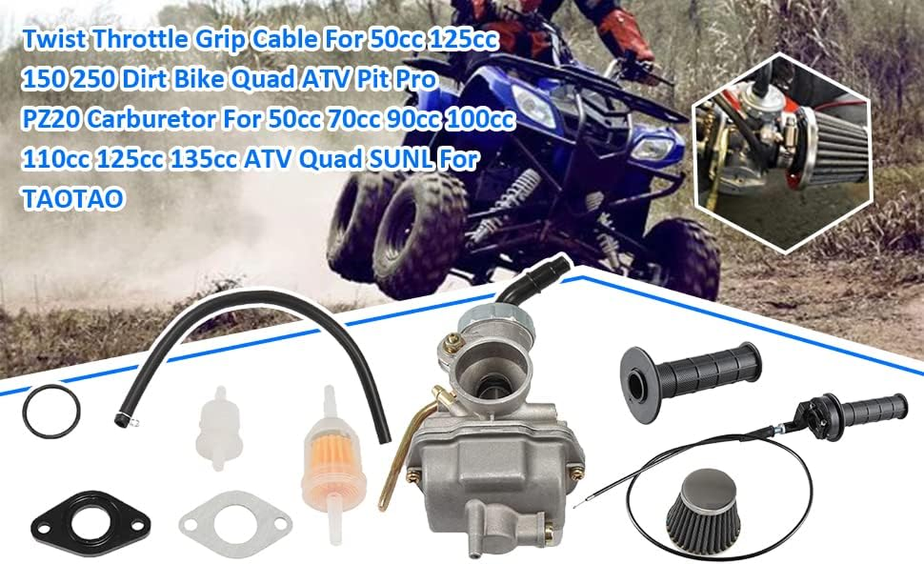 PZ20 Carburetor and Air Filter Kit with Throttle Cable for Taotao for Kazuma for Baja 50Cc 70Cc 90Cc 110Cc 125Cc 4 Stroke Engine Chinese ATV Quad Go Kart image number 5