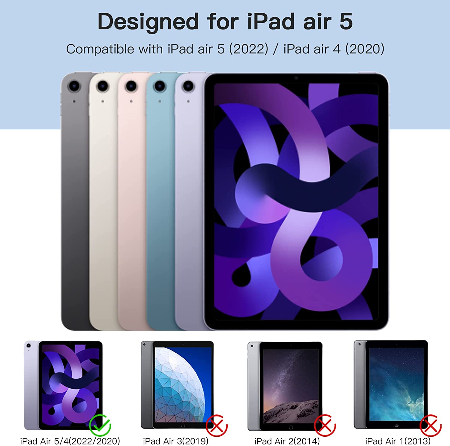 Witzon Compatible with Ipad Air 5Th Generation Case 2022 / Ipad Air 4Th 2020 Case with Pencil Holder, Clear Back Slim Stand Protective Smart Cover for Apple Ipad Air 5/4 10.9 Inch Cases, Starlight - Matcha Green image number 7