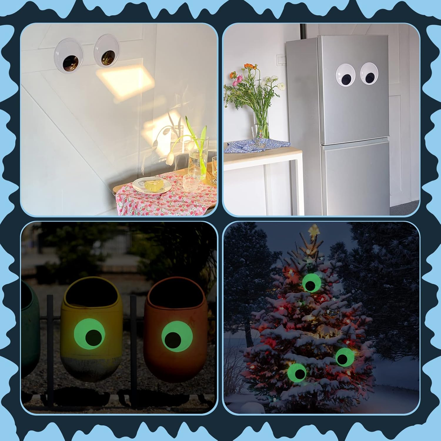 Cinvo 7 Inch Glowing Googly Eyes Self Adhesive 18Cm Giant Wiggle Eyes Glowing in the Dark Large Decor Eyes for Party Refrigerator Door Christmas Trees Car DIY Craft Projects (Pack of 2) image number 6