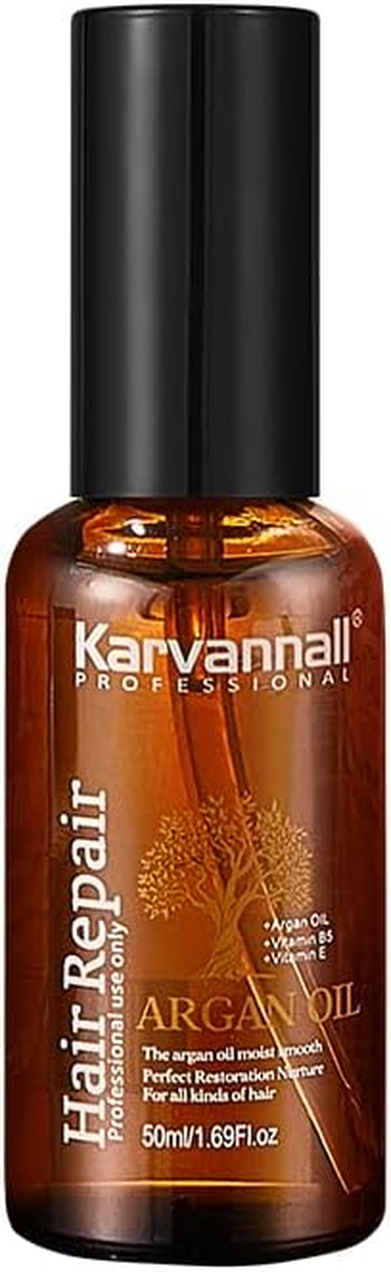 Karvannall Professional Argan Oil Hair Serum with Vitamin E and B5, 50Ml, Damage Repair, Reduce Split-Ends, Makes Silky & Smooth Hair, for All Hair Types image number 1