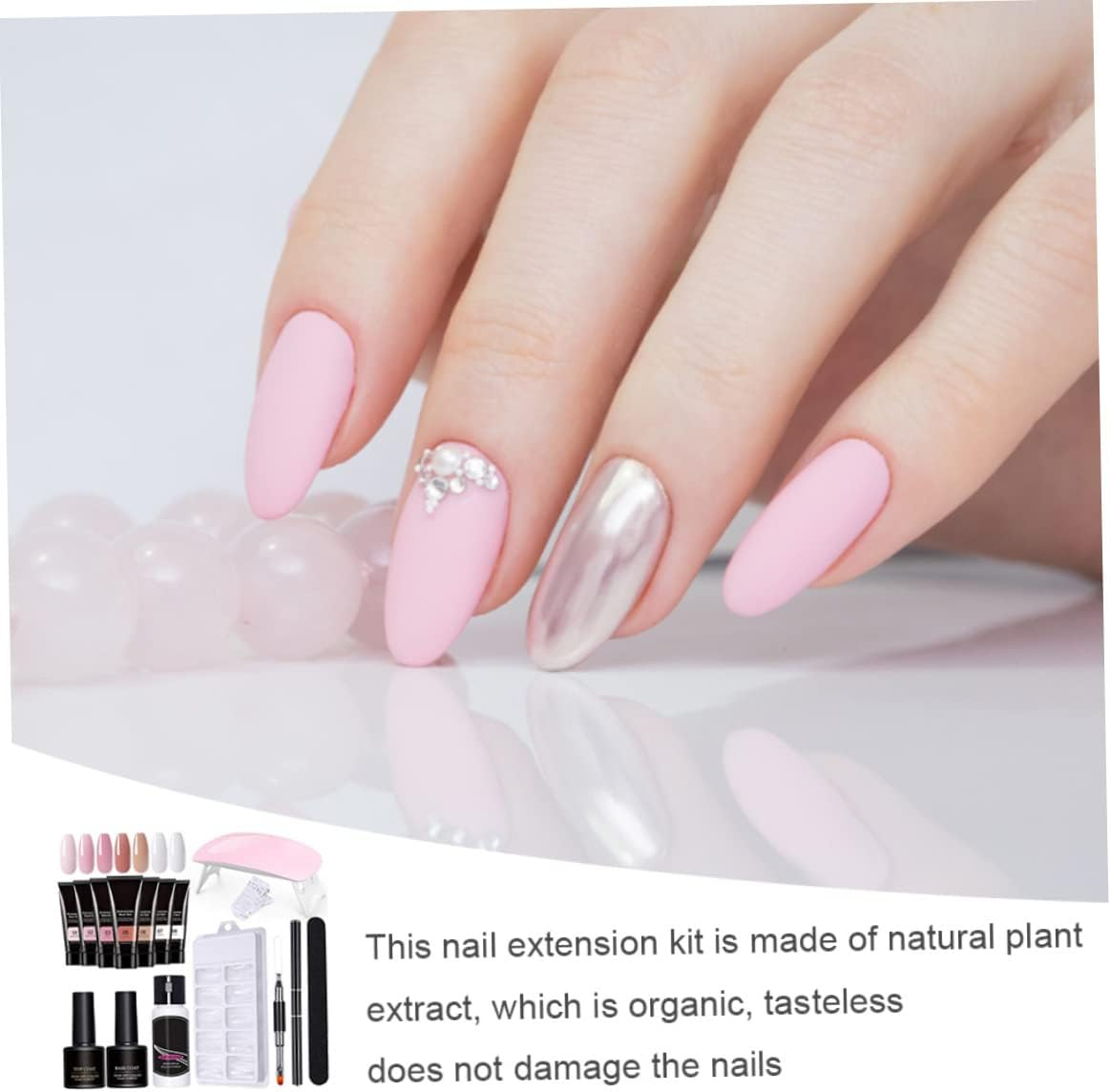 Gel Nail Kit 15Ml 7 Colors Gel Extension Nail Kit with UV Lamp Nail File Clip Builder Gel Nail Kit Long-Lasting Gel Polish Starter Kit for Home Salon Gel Extension Nail Kit