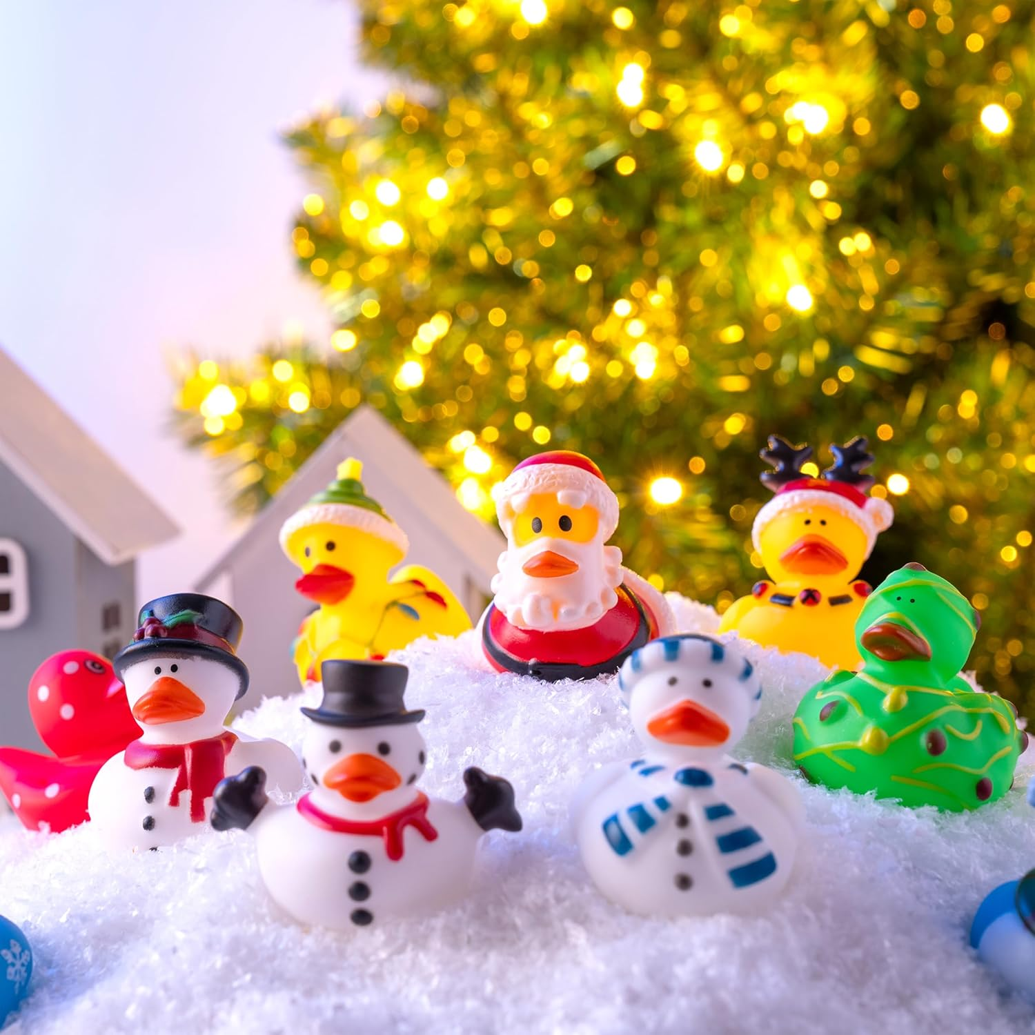 JOYIN 24 PCS Christmas Ducks Baby Bathtub Toys, Assorted Xmas Rubber Duckies for Kids Gifts, Ducky Toddler Bath Toys Rubber Duck Bulk for Stocking Stuffers Party Favor Baby Shower Pool Toys