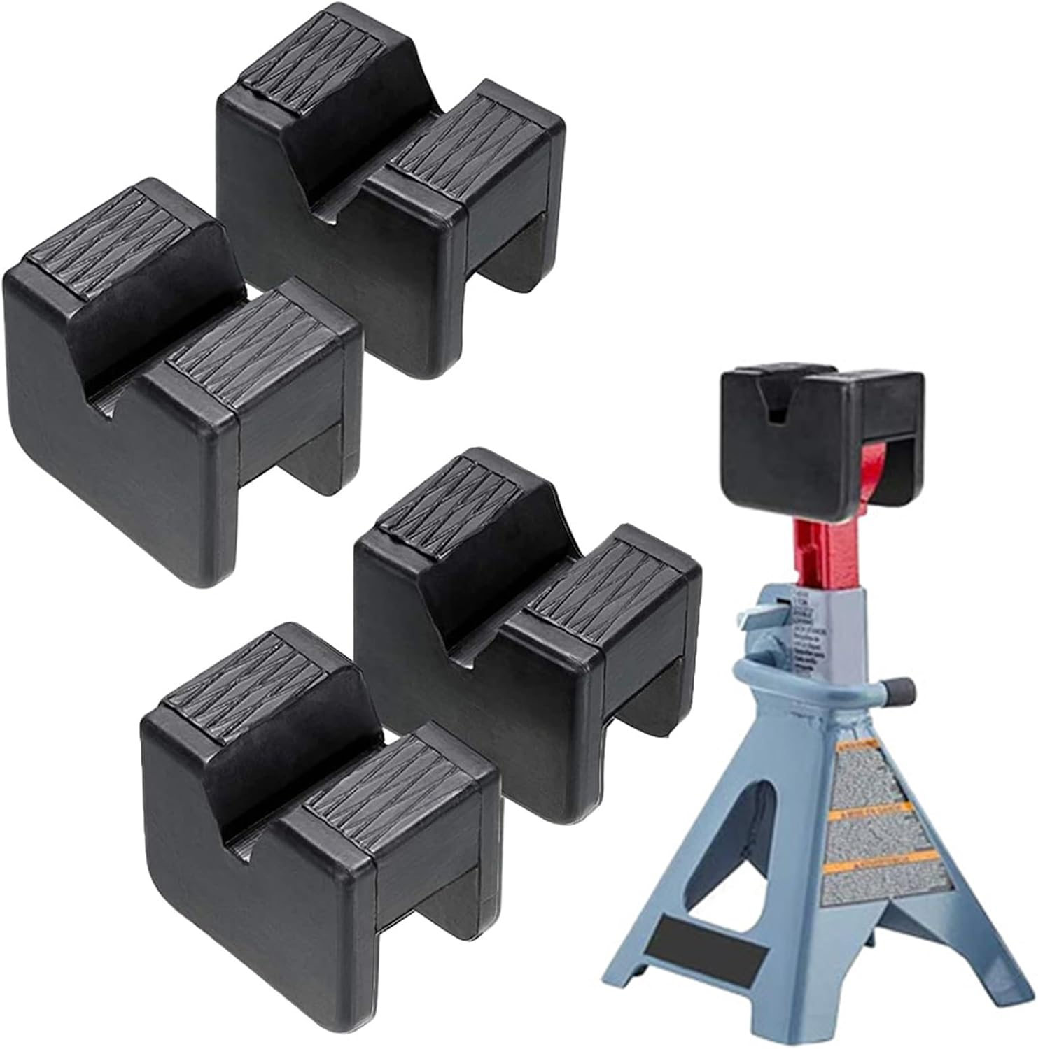4 Pcs Universal Car Lift Jack Stand Pads for Jack Stand Support Lift Square Jack Rubber Pad Floor Jack Pads Anti-Slip Rail Slotted Pads Durable Repair Tools Car Jack Stand Pads for Sedan SUV & More