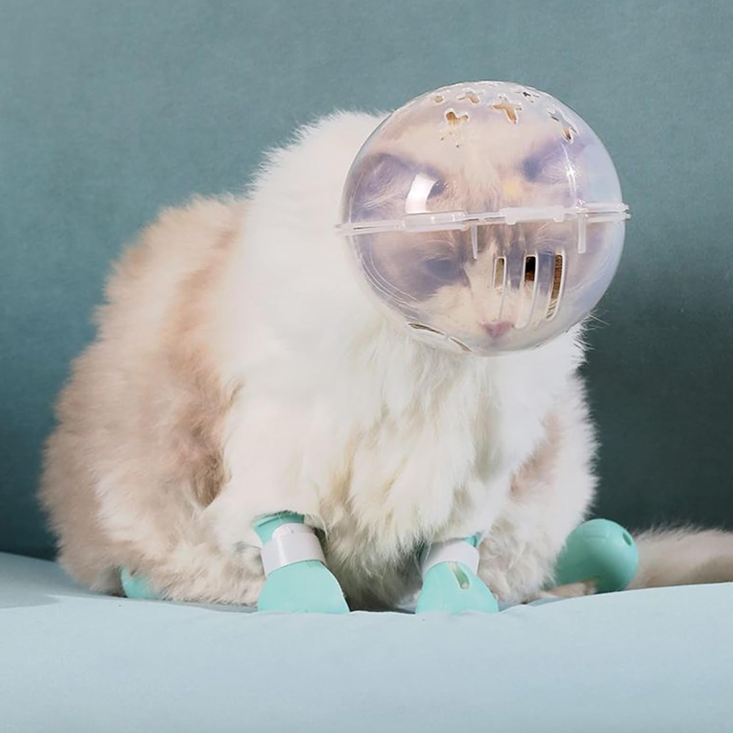 Cat Head Cover for Nail Clipping | Cat Hood for Grooming with Boots - Breathable Pet Headgear for Shaving Bathing Washing Trimming Veterinary Visits image number 2