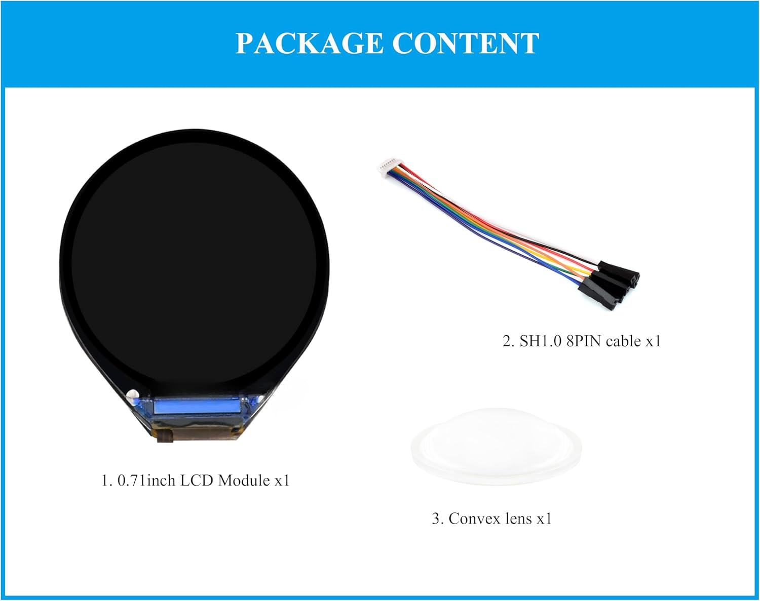 Ueekkoo 0.71Inch round LCD Display Module 160X160 Resolution SPI Interface 65K Colors IPS Panel Using SPI Bus, Compatible with Raspberry Pi Pico/Pi Pico 2/Pico 2 W/ ESP32 image number 1