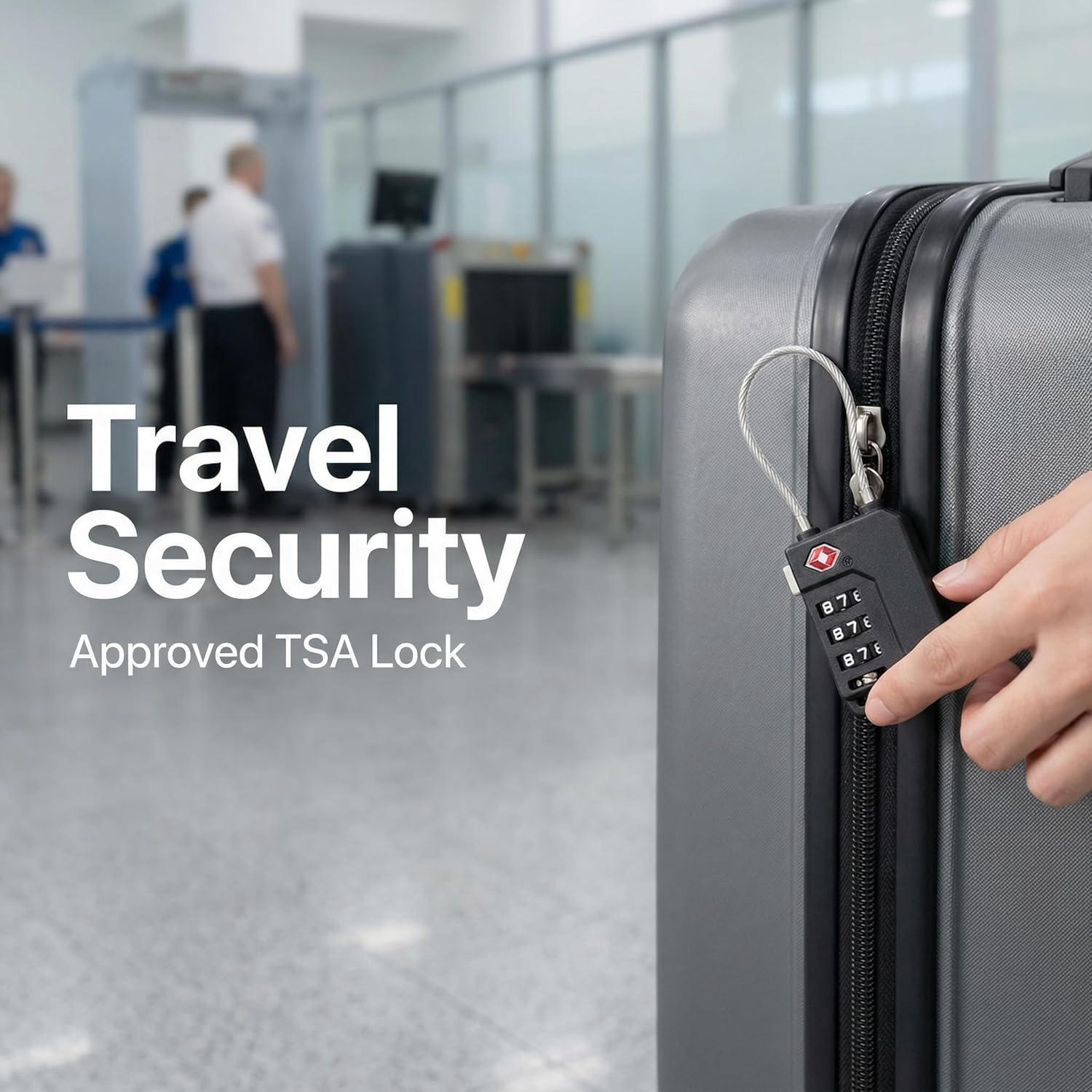 4 Pack TSA Approved Luggage Locks, Combination Travel Lock with Steel Cable for Suitcases, Bags, Backpacks &ndash; Black image number 4