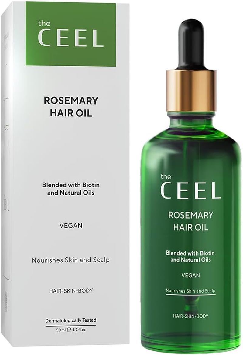 The Ceel Rosemary Hair Growth Oil with Dropper - Nourishing & Strengthening Vegan Formula for Damaged Hair, Itchy Scalp, Dry Skin, Eyelashes & Eyebrows - Biotin, Castor & Jojoba - 50 ML image number 4